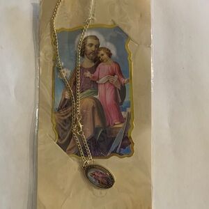 Gold Religious Necklace with Saint Joseph Pendant